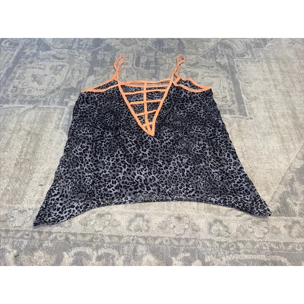 Apricot Lane Womens Gray Black Animal Print Loose Tank Top Shirt Sz Small